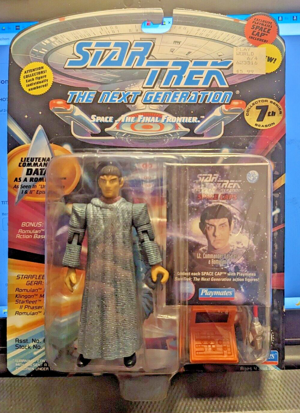 Lieutenant Commander Data As A Romulan TNG VTG 1994 Playmates Toys NIB